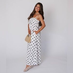 Elegant Polka Dot Maxi Dress - Black and White
